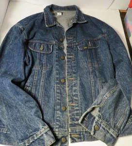 Vintage Lee Denim Trucker/Biker Jacket Made in USA Size Large - Picture 1 of 6