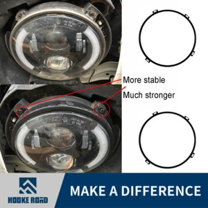 Hooke Road 7 in Round Headlight Mount Bracket Ring Fit 07-18 Jeep Wrangler JK - Picture 1 of 8