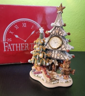 John Hine Limited 1996 Father Time Christmas Tree Mantel Clock Vintage Retired - Image 1 of 4