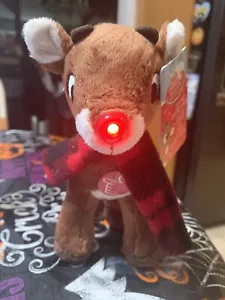 Rudolph el reno nariz roja iluminado musical felpa bufanda a cuadros rara etiquetas nuevas - Imagen 1 de 19