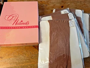 Vintage National's Hosiery Stockings 7 Pair New Sealed Deadstock Hose Beige - Picture 1 of 5