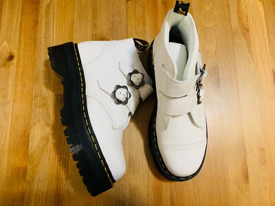 Dr. Martens Devon Flower Plataforma Cuero Hebilla Botines Blanco Nuevo Sin Caja Talla 5 Foto 1 de 4