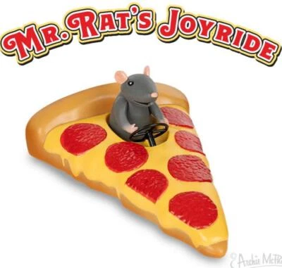 Mr. Rat's Joyride: Funny Pepperoni-Powered Pizza Car Pull Back Toy Archie McPhee - Image 1 of 4