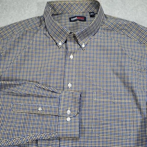 Roundtree Yorke Travel Smart Long Sleeve Shirt Mens 4XT Blue Yellow Plaid - Picture 1 of 8