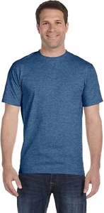 Mens Hanes Beefy-T 5180 Heather Blue Cotton Short Sleeve T-Shirt Size Large NWT - Picture 1 of 3