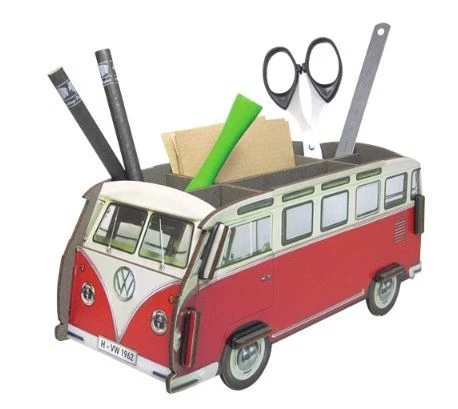Werkhaus VW T1  Stiftebox Stifteköcher aus Holz Bulli Butler rot weiß Geschenk - Bild 1 von 1