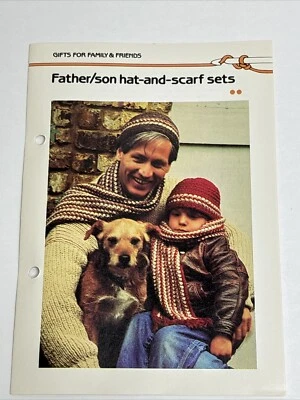 Father Son Hat & Scarf Sets Crochet Pattern Card Marshall Cavendish - Image 1 of 4