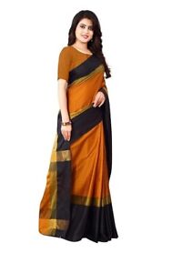 Indian Cotton Silk Saree With Unstitched Blouse For Women/Girls Party Wear sari