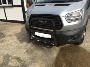Black Bull Bar Abar To Fit Ford Transit MK8 2014 - 2021 Stainless Bumper Guard - Picture 1 of 2