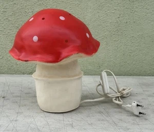 Vintage Red Mushroom Blow Mold Fungi Table Lamp Light Heico Made in Germany 9" - Picture 1 of 13