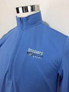 Discovery Channel Mens XS Small Pullover 1/4 Zip Blue Embroidered Vintage 90s - Picture 1 of 6