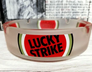 Lucky Strike Frosted Glass Collectible Cigarette Ashtray France ø140 mm - Picture 1 of 12