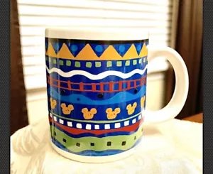 Awesome Disney World Mickey Mouse 12 oz Coffee Mug Blue Yellow - Picture 1 of 4