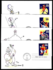 2750 - 2753 29c Stamps (1993) CIRCUS ACTS FDC SET HD/HP FROM STEVEN WILSON !!! - Picture 1 of 3