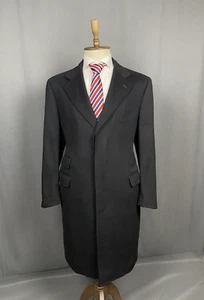 Isaia Napoli Men's Black 100% Cashmere Long Over Coat Size 54 - Picture 1 of 11