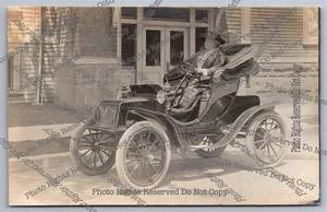 Antike RPPC Dame in Detroit Electric? motor auto automobile Echt Foto Postkarte - Bild 1 von 14