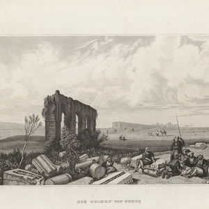 Syrien Ruinen Tyros Antike Architektur Historische Ansicht Stahlstich Mitte 19 J - Bild 1 von 2