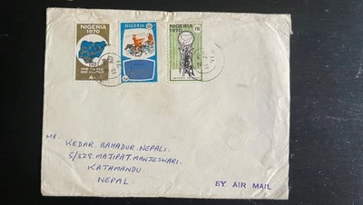 Nigeria 1970 Cover to Nepal – Independence Slogan “One People One Destiny” Stamp - Image 1 of 2