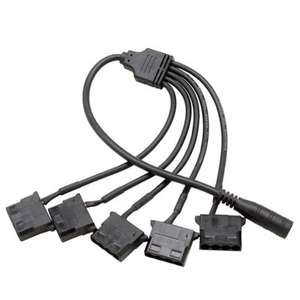5.5x2.1mm Power Supply Plug to 5Pcs 4Pin PC Fan Power Adapter Cable Fan - Photo 1/10