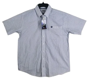 Cinch Shirt Mens S White Blue Purple Check Button Down SS Western NWT - Picture 1 of 11