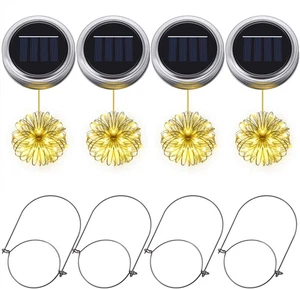 Luci Solari per Barattoli Di Vetro,  4Pz Coperchi per Barattoli Di Vetro Con 20  - Foto 1 di 12
