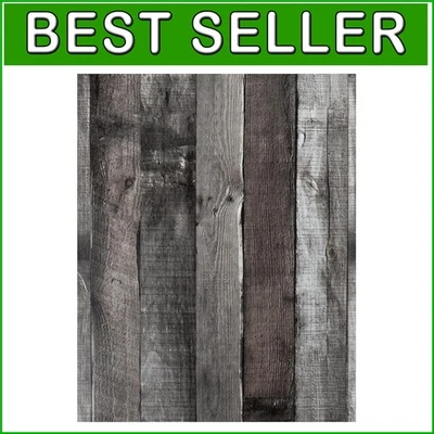 Papel Pintado Duradero Pelar y Pegar Madera Gris Oscuro Natural - Cobertura 17.3" x 472" Foto 1 de 4