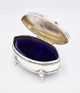 SCATOLA ANELLO OVALE ARGENTO STERLING EDOARDIANO Birmingham 1905 - Foto 1 di 6
