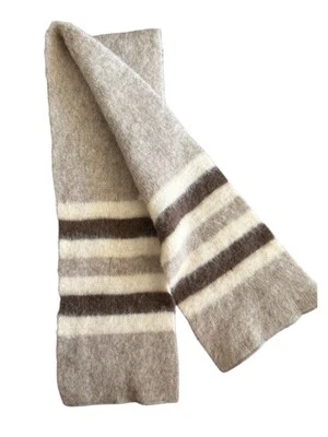 Vintage ALAFOSS Icewool Icelandic Beige Taupe Brown Wool Knit Rectangle Scarf - Image 1 of 4