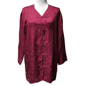 Camisa para dormir Victoria's Secret Gold Label 100 % seda estilo kimono borgoña - S - Imagen 1 de 5