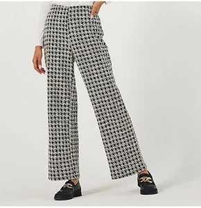 Kim & Co Jaquard Boucle Wide Leg Houndstooth Standard Trousers size large new - Picture 1 of 6