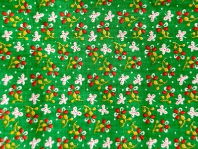 Green Calico Fabric Ditsy Floral Vintage Cotton Butterflies Small Flowers 27x36” - Image 1 of 4