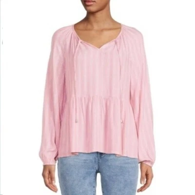 Blusa Top Mujer Rosa Rayas Peplum S Boho Costera Relajada Playa Informal NUEVA Foto 1 de 4