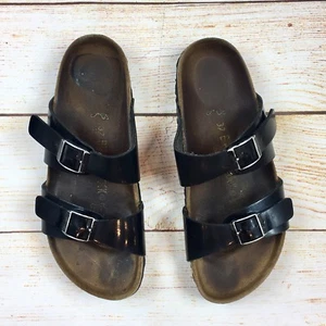 Birkenstock Papillio Womens Black Patent Leather Footbed Sandals 37/6 - Picture 1 of 9
