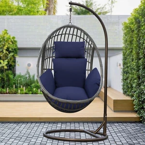 Acogedor Cojín Silla Huevo Azul Marino con Diseño Ergonómico y Reposacabezas Ajustable - Imagen 1 de 21
