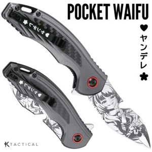 Pocket Waifu "Yandere" Heart Cut Folding Knife Mirror Finish KTactical - Picture 1 of 11
