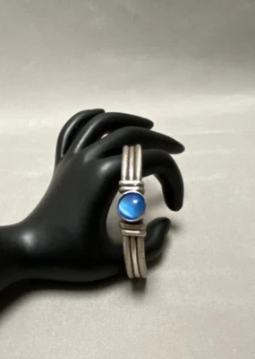 Brazalete de plata de ley México con piedra azul Foto 1 de 4