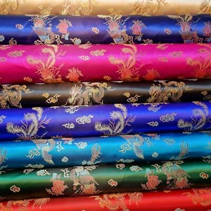 Chinese New Year Dragon Brocade Material Dress Craft Satin Oriental Fabric 90cm - Picture 1 of 39