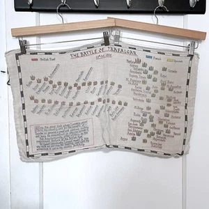 THE BATTLE OF TRAFALGAR tea towel Map Battle Plan Irish Linen British Fleet - Picture 1 of 4