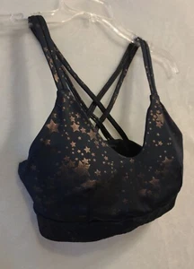 JoyLab navy blue crossover sports bra SIZE S gold star accent With Padding - Picture 1 of 4