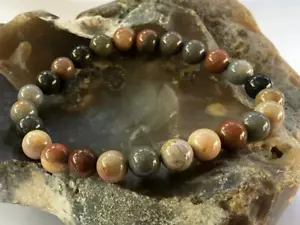 Pulsera de piedras preciosas naturales de jaspe Picasso regalo de joyería con cuentas elásticas - Imagen 1 de 2