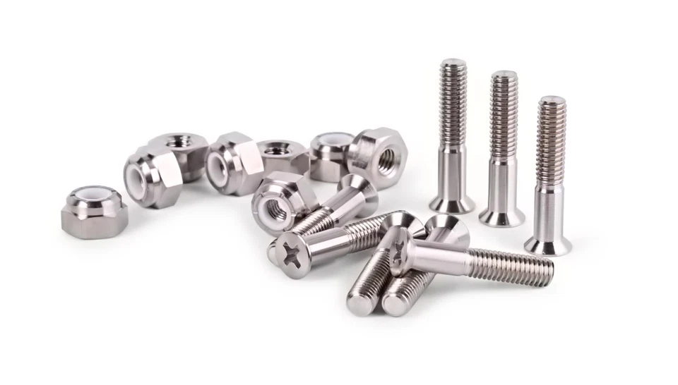 ACER RACING 10/32 Titanium Bolts and Nuts for Skateboards 6AL4V Aerospace Grade 16 pieces