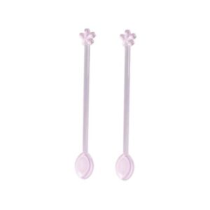 2 Glass Pink Sakura Spoon Stirring Spoons Coffee Tea Salt Sugar Honey Spoons