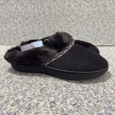 Zapatillas Isotoner Signature House para mujer 7,5/8 negras piel sintética toboganes cómodos Foto 1 de 4