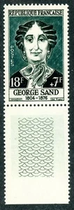 FRANCE 1112 GEORGE SAND MINT NH WITH MARGIN TAB AND SPECIAL ENGRAVING - Picture 1 of 1
