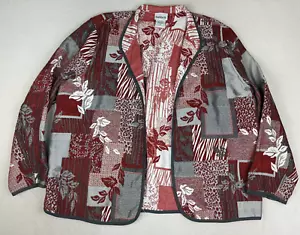 BonWorth Women's Jacket Size XL Red Woven Tapestry Blazer Unlined - Picture 1 of 11