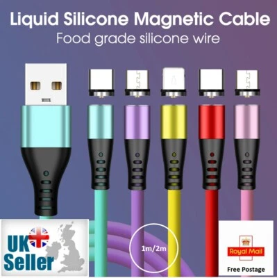 3 in 1 Magnetic Fast Charging USB Cable Charger 2A Phone Type-C Micro USB IOS - Image 1 of 4