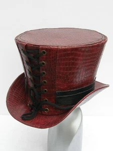 RAVEN - SDL - TOP HAT RED SNAKESKIN STEAMPUNK MAD HATTER NEW - Bild 1 von 3