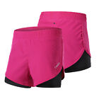  Women 2-in-1 Running Shorts Quick Drying Breathable Active Training U9R4