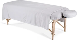 Juego de sábanas de mesa de masaje de franela EARTHLITE - grado comercial, suave, blanca - Imagen 1 de 6