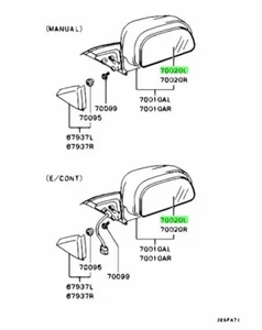 Spiegel & Halter, Tür, LH für: Mitsubishi Lancer Evo 4 5 6 CN9A CP9A - Bild 1 von 1
